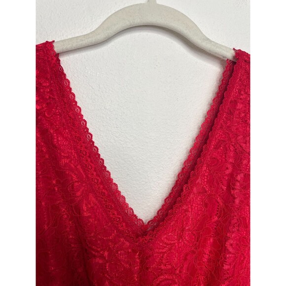 Express Size 4 Mini Lace Dress Red V-Neck Fit & Flare Cocktail Sleeveless NWT - Picture 4 of 13